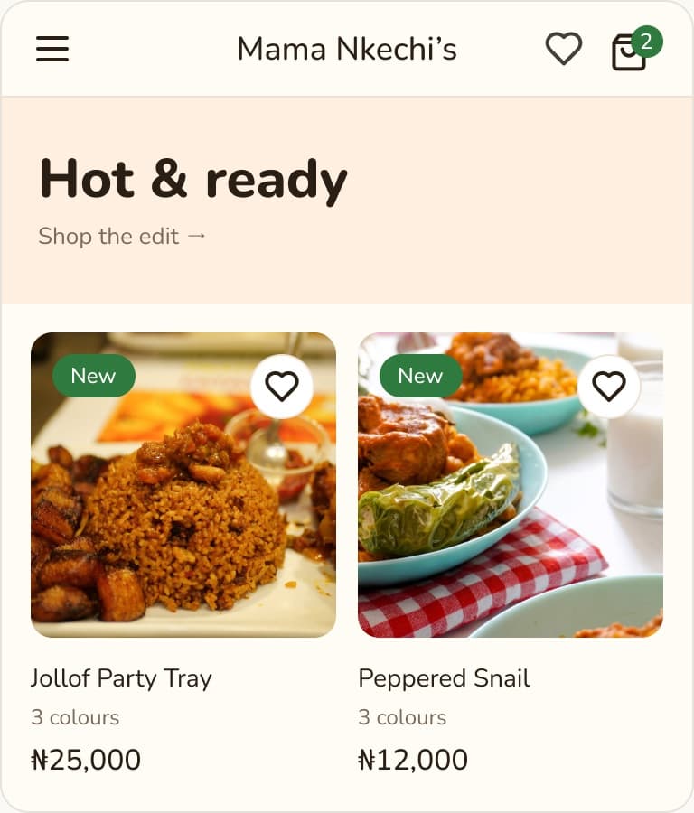 The Mama Nkechi’s store home page